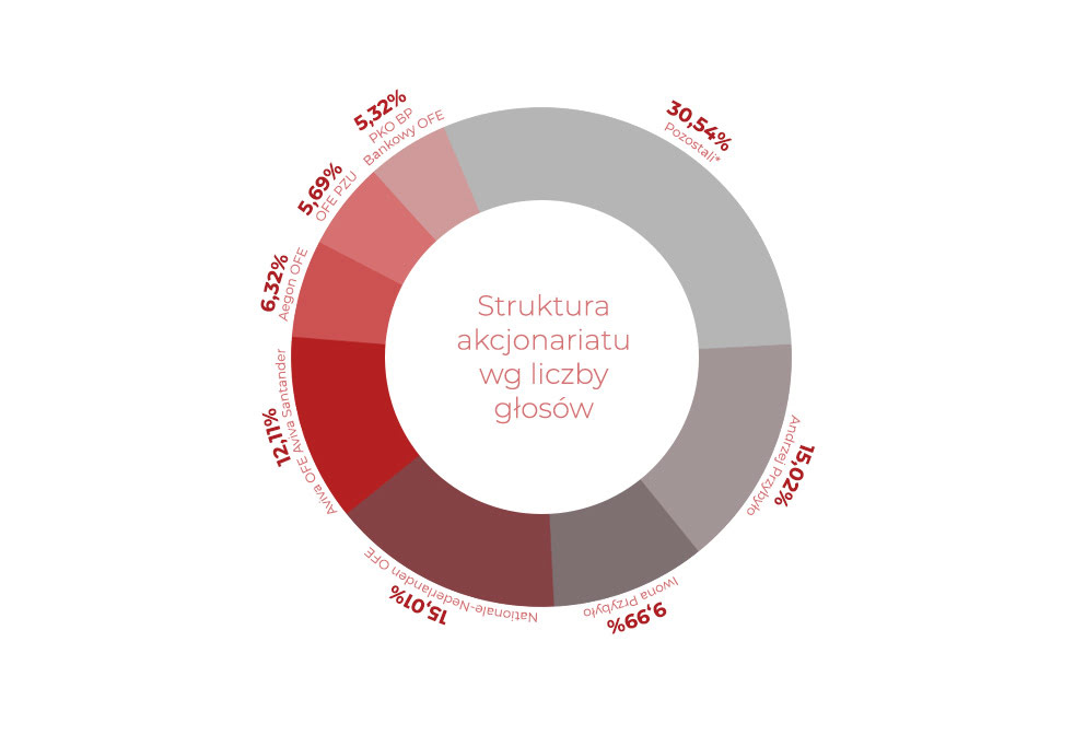 Struktura akcjonariatu wg liczby głosów